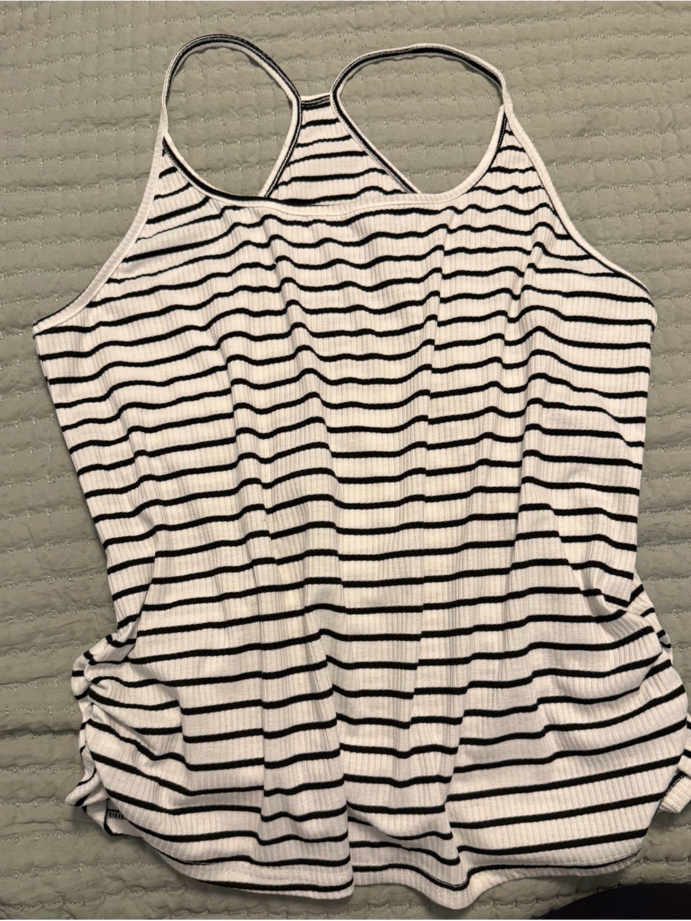 Amazon White and Black Striped Ribbed Tank Top